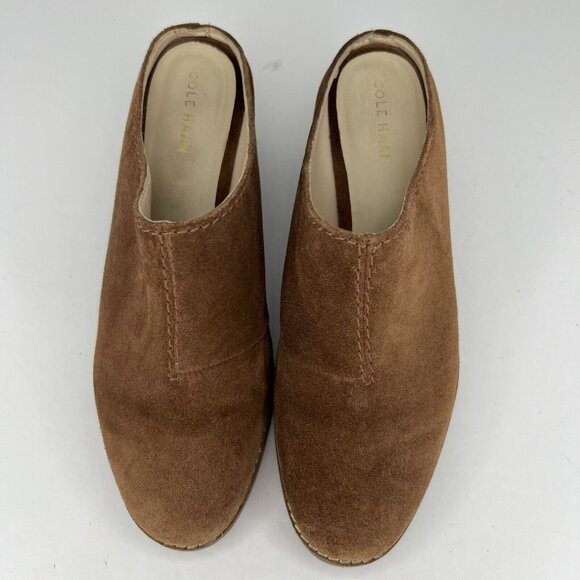 Cole Haan Womens W14844 Brown Faux Suede Block Heel Size 7 Slip-On Mules - Picture 4 of 11